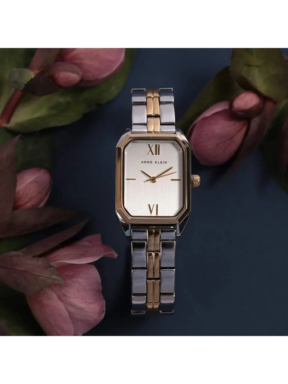 Anne Klein Women's Silver White Analog Roman Numeral Octagonal Bracelet Watch